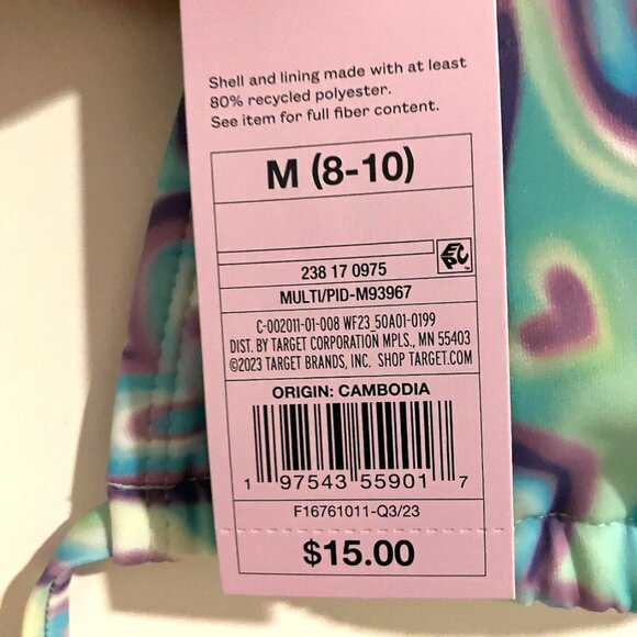 NEW Wild Fable Swirl Heart Print Bikini Top – Size M (8–10) – Adjustable Halter - Picture 5 of 6